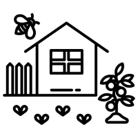 pictogramme d'une maison avec jardin
